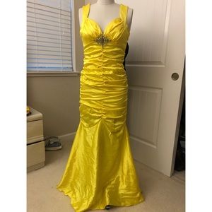 Yellow silk dress